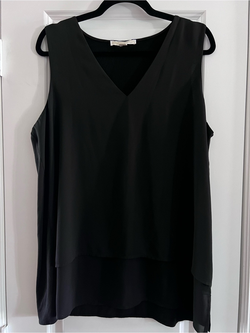 Black V-Neck Layered Sleeveless Blouse
